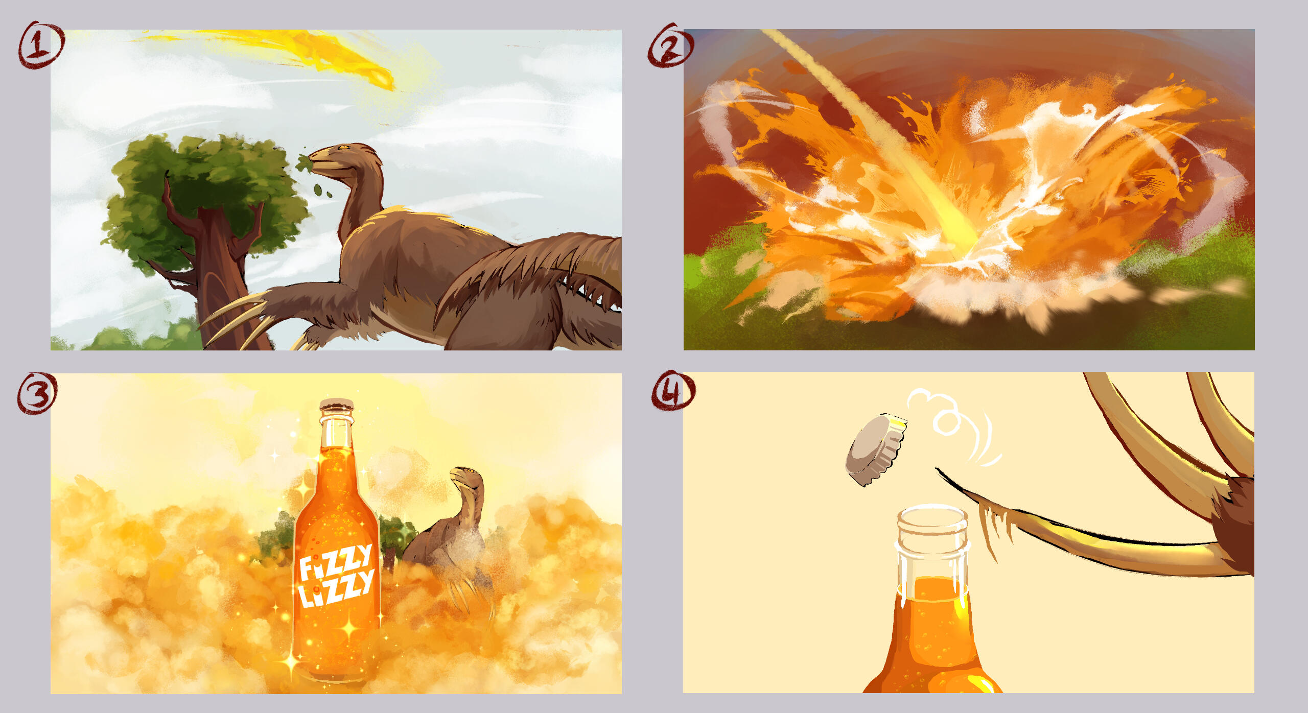 Colored beat boards from a commercial script.