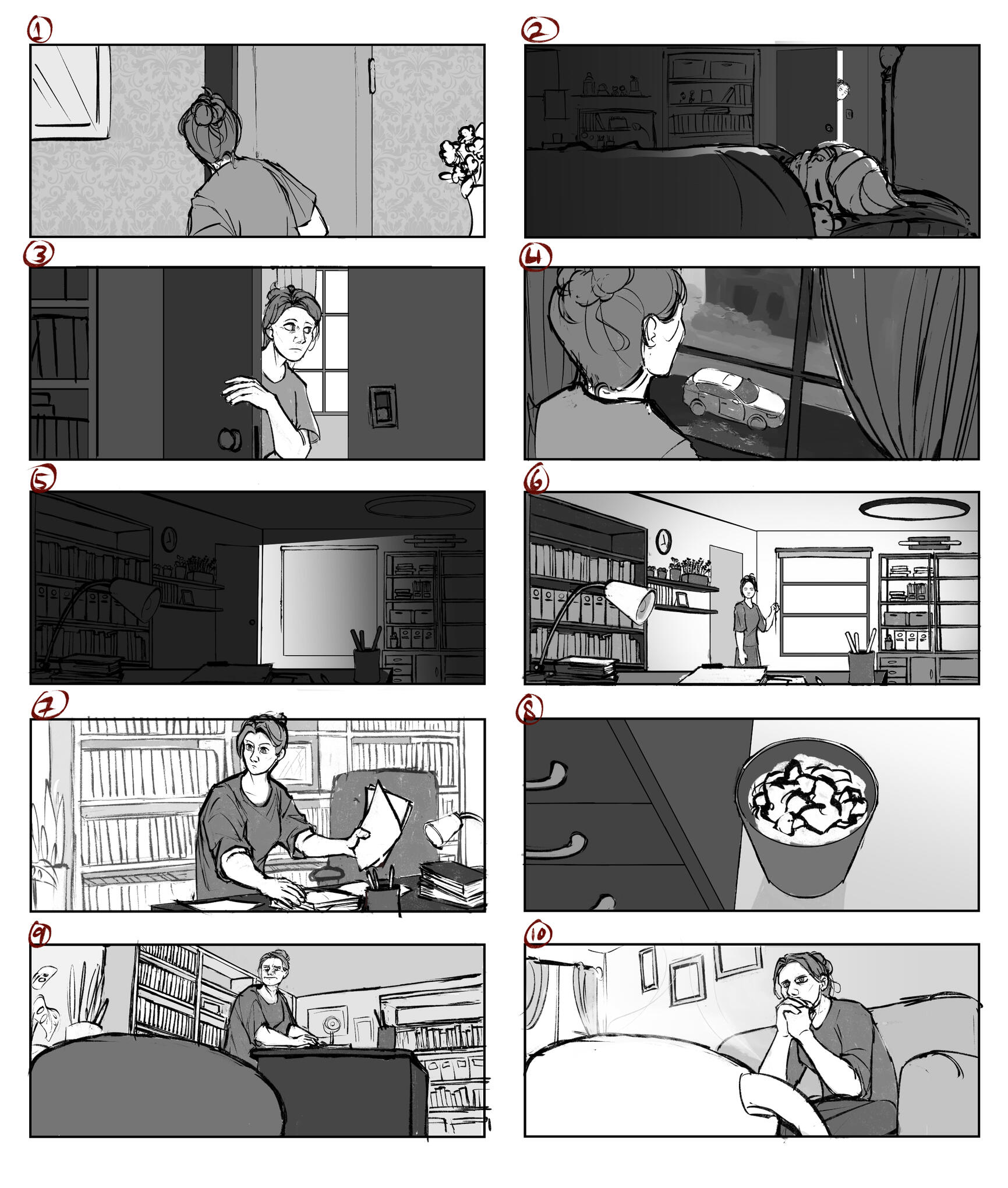 Beat boards from a film script.