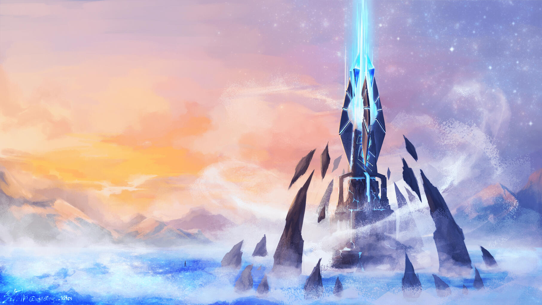 Worldbuilding illustration for an original story, part of my senior thesis