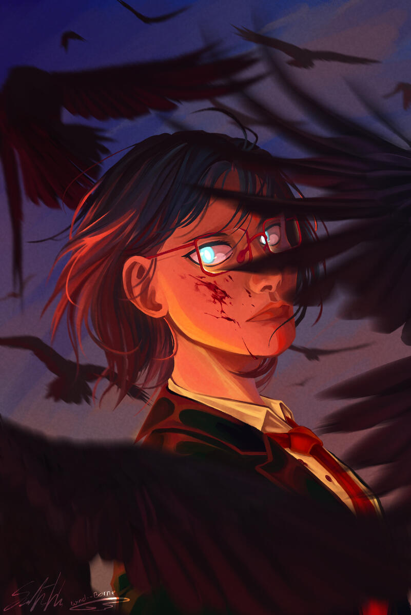 Portrait illustration of an original webtoon character